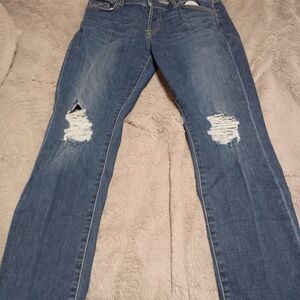 7 For All Mankind Ripped Denim Skinny Jeans